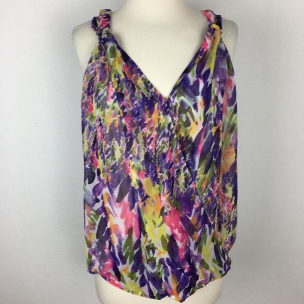 CAbi Petals Floral Chiffon Tank - Large